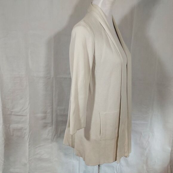 Eileen Fisher Silk Cotton Cardigan Sweater Size Medium Open Front 3/4 Sleeve - Picture 6 of 12